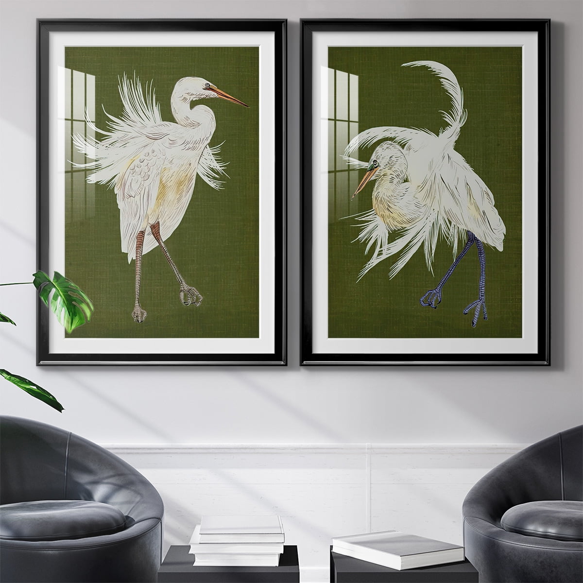 Wexford Home Heron Plumage I Premium Framed Print, 26.5" x 36.5" - Ready to Hang, Black (Set of 2)