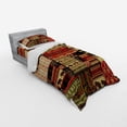 thumbnail image 3 of African Duvet Cover Set, Patchwork Style Pattern with Elephants and Cultural Motifs Print, Bedding Set with Shams and Fitted Sheet, 3 Sizes, by Ambesonne, 3 of 3