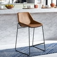 thumbnail image 4 of SAFAVIEH Alexis Square Mid Back Counter Stool, Cognac/Black, 4 of 13
