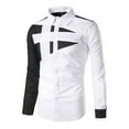 thumbnail image 3 of Shirts for Men, Men's Slim Fit Long Sleeves Casual Button Down Dress Shirts 2025 Color Blocking Lapel Top for Halloween, 3 of 4