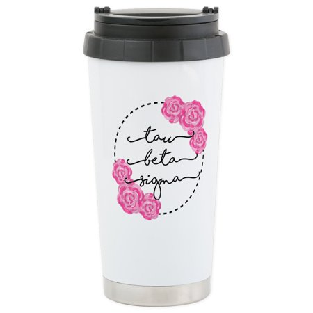 Beta Sigma Sorority - CafePress - Tau Beta Sigma Sorority Pink Rose Mugs - Stainless Steel Travel Mug, Insulated 16 oz. Coffee Tumbler