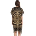 thumbnail image 3 of Traditonal and Mandala Pattern Brown Women Swimsuit Cover up V Neck Beach Dress Short Sleeve Vacation Outfits Swimwear, 3 of 7