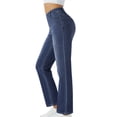 thumbnail image 3 of Straight Leg Jeans for Women Stretchy Pull on Sweatpant Jean Trendy Tummy Control High Waisted Denim Pants L, 3 of 7