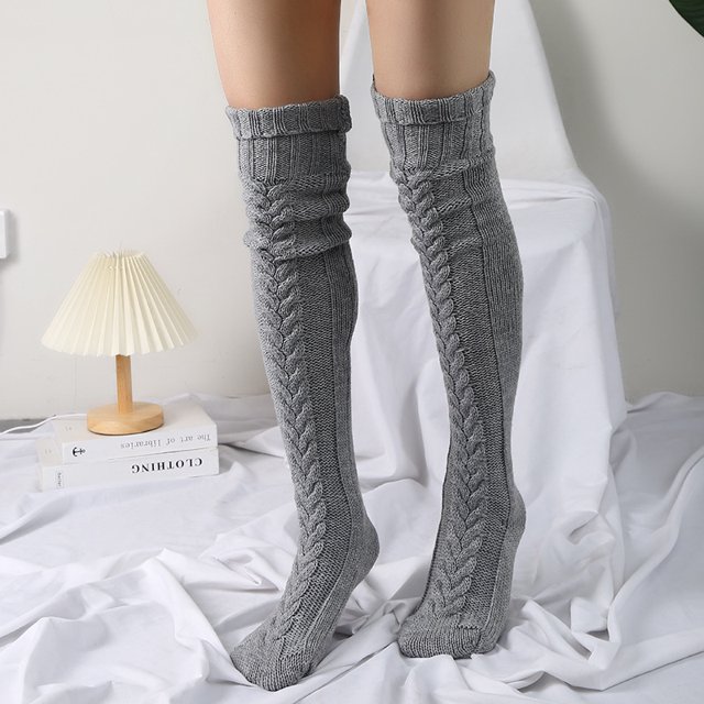 Calcetines de mujer de lana de tubo largo de punto hasta la rodilla de moda moda moda