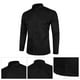thumbnail image 3 of Camisa de manga larga de corte regular para hombre, camisa informal de negocios a la moda, de color sólido, ajustada, de manga larga, con botones, color negro, 2XL, 3 of 11