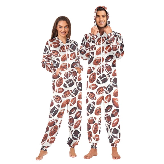 Adult Christmas Onesie Sports Equipment Zipper One-Piece Pajamas Unisex with Pockets