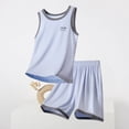 thumbnail image 2 of Afuyipoi Boys Girls 2-Piece Breathable Summer Outfit (1-15 Years) Soft Sleeveless Tank Top and Elastic Waist Shorts Set For Toddler and Kids Blue 11/12, 2 of 7