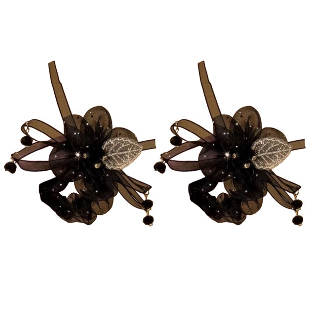 4 piezas de flores de organza, coleteros gruesos para el cabello, coleteros altos decorativos
