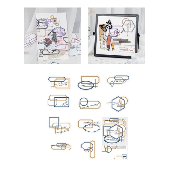 Pegatizas De Collage De Borde Vintage, Calcomanías De Cuadro De Diálogo, Pegatinas De Temas De Diseño De Memoria Superpuesta Y, Para Etiquetas De Bricolaje, álbum De Recortes,