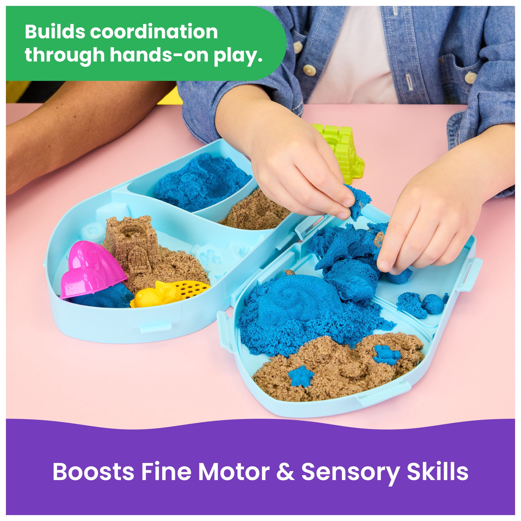 Kinetic Sand, Surf 'N Sand Paradise Playset with 10 oz Play Sand, 3 Tools & Molds