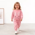 thumbnail image 2 of Duqingm Toddler Girls Outfit Sets- Cute Casual Cotton Long Sleeve Tees and Pants Kids Fall Winter Clothes (Pink,9-12 Months), 2 of 7