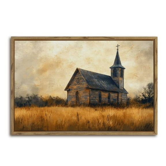 Rustic Church Religious Art Horizontal Canvas Wall Art with Lightweight Foam Frame - Durable and Ready to Hang, Modern Decorative Print for Living Room, Bedroom, Or Office