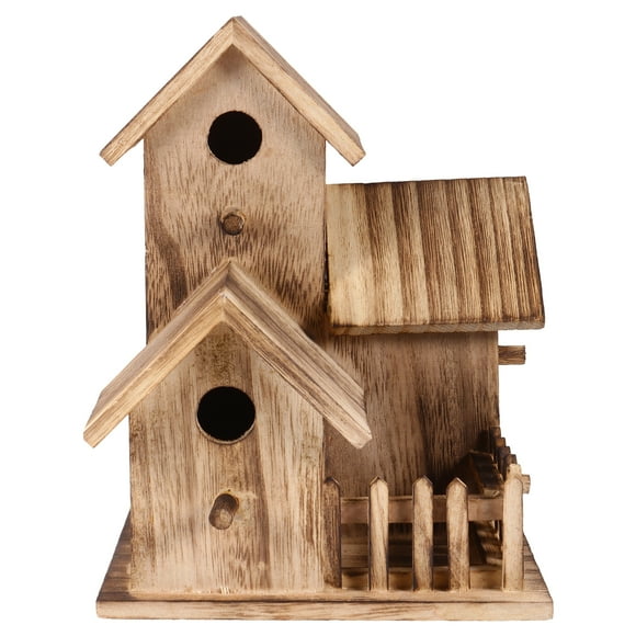 CIMAXIC Roof Bird Nest Wooden Bird House Creative Bird Shelter Birdcage Art Crafts,6.3"X6.3"X8.27"