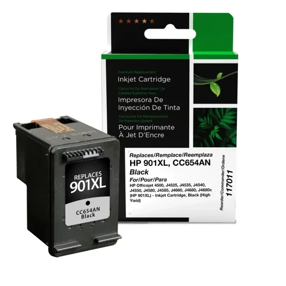 Remanufactured Clover Imaging High Yield Black Ink Cartridge compatible with HP 901XL (CC654AN)