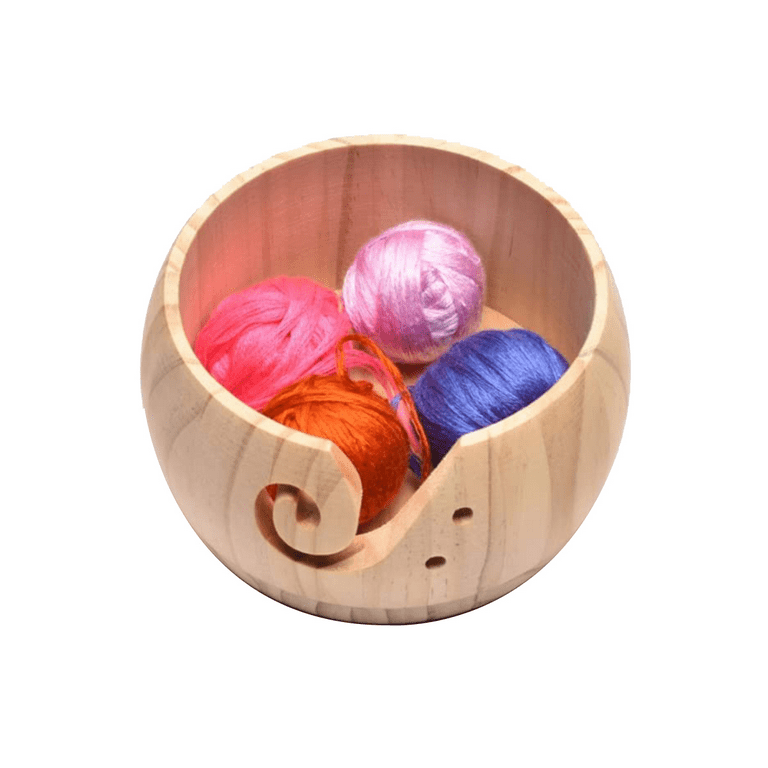  Wooden Yarn Bowl for Crocheting & Knitting 7 x 4 - Large Yarn  Bowl Holder - Wooden Yarn Storage Bowl - Crocheting Accessories & Gifts for  Mom - Leaves Design Pink