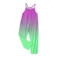 thumbnail image 7 of MKOSPLRT One Piece Jumpsuits for Girl 5-14 Years Adjustable Spaghetti Strap Romper Long Pants Sleeveless Gradient Harem Jumpers with Pocket, 7 of 7