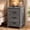 Misty Gray, variant on VASAGLE Farmhouse Nightstand with Charging Station, 3 Drawers LIRY Collection, Rustic White and Honey Brown