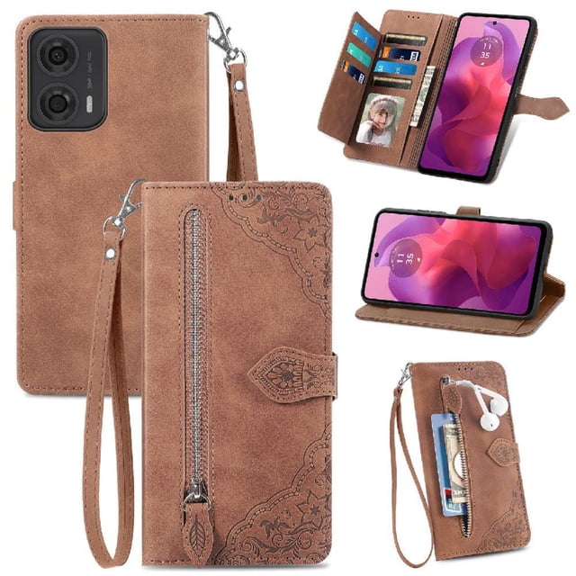 Funda billetera anti-golpes para GANGXUN Motorola Moto G24 , ideal para día a día y trabajo