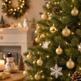 thumbnail image 7 of Fllostpr 24PC Electroplated Christmas Ball Ornaments, Shatterproof Hanging Decor Set for Xmas Tree Wreath Garland Party Indoor, Gold 1.2", 7 of 7