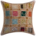 thumbnail image 3 of DK Homewares Bohemian Decorative Couch Throw Pillowcases 16 Inch Cotton Patchwork Geometric Indian Square Toss Cushion Covers (Size - 40x40 cm ; Color: White ) - Set of 2 Pcs (Cover Only), 3 of 4