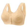 thumbnail image 2 of Fulorrnie Bras for Women Comfort Wirefree Supportive Back Smoothing Seamless Front Closure Bralette Moisture Wicking Bra Beige M, 2 of 3