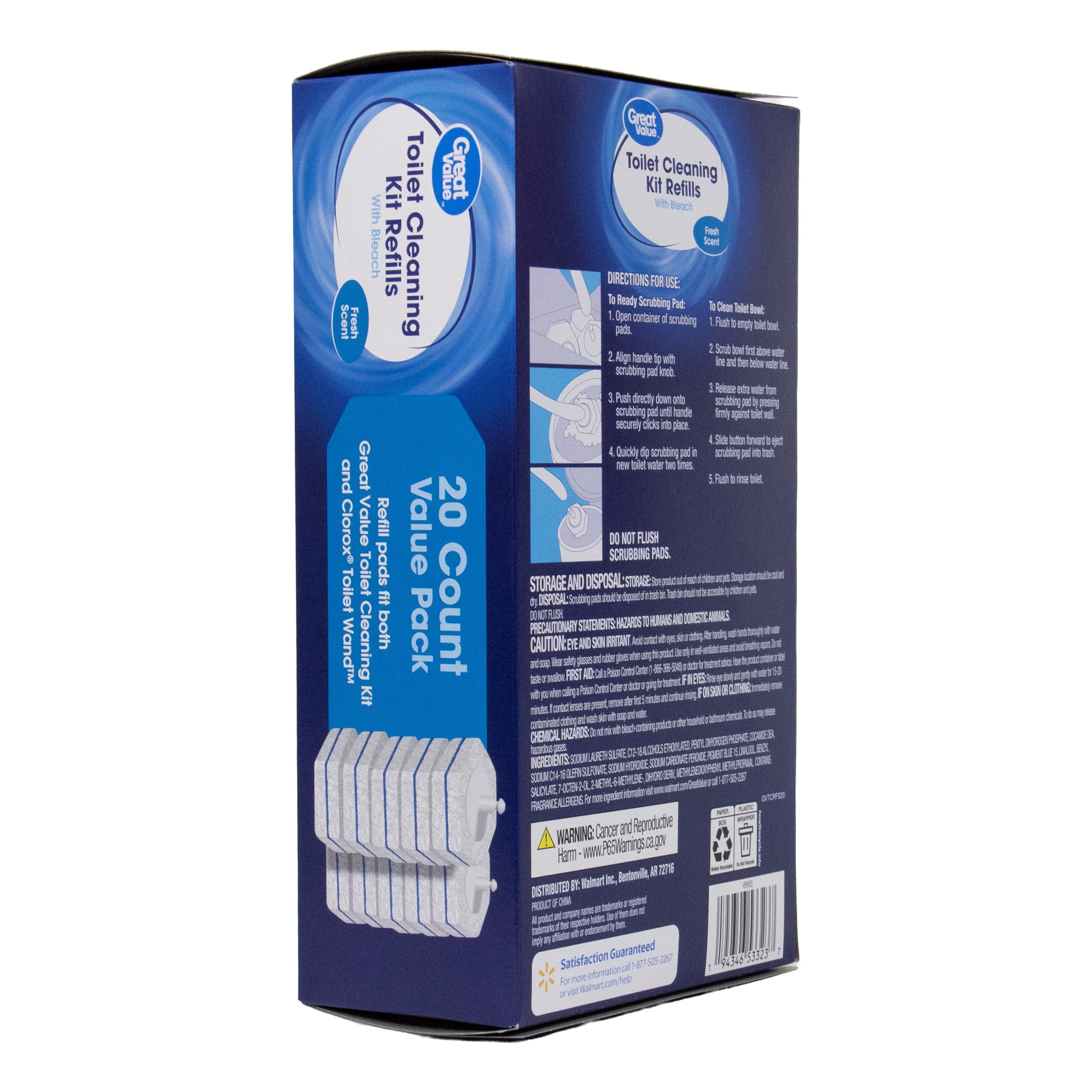 Great Value Toilet Cleaning Kit Refills with Bleach, Fresh Scent