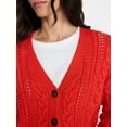 thumbnail image 6 of Time and Tru Women's Cable Knit Cardigan Sweater with Long Sleeves, Lightweight, Sizes XS-XXXL, 6 of 7