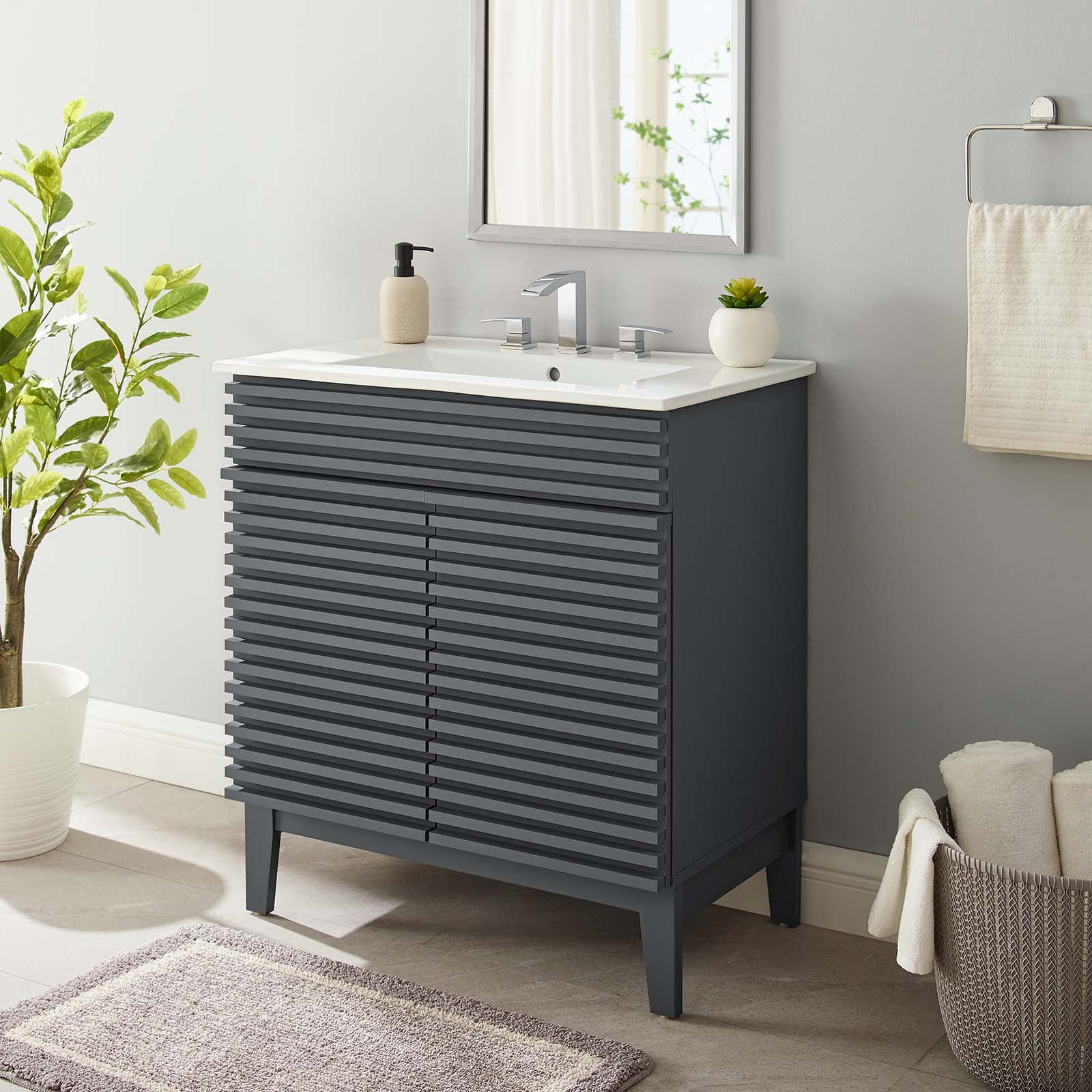 Render 30" Bathroom Vanity Cabinet-EEI-5422-CHA-WHI