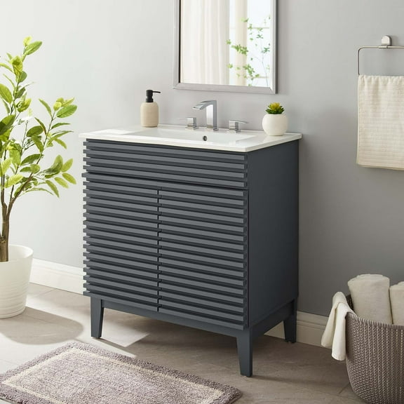 Modway Render 30" Bathroom Vanity Cabinet in Gray White