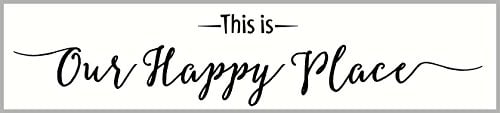 36 x 7 Wall Decor Plus More WDPM3476This is Our Happy Place Script Wall Decal Vinyl Lettering Black