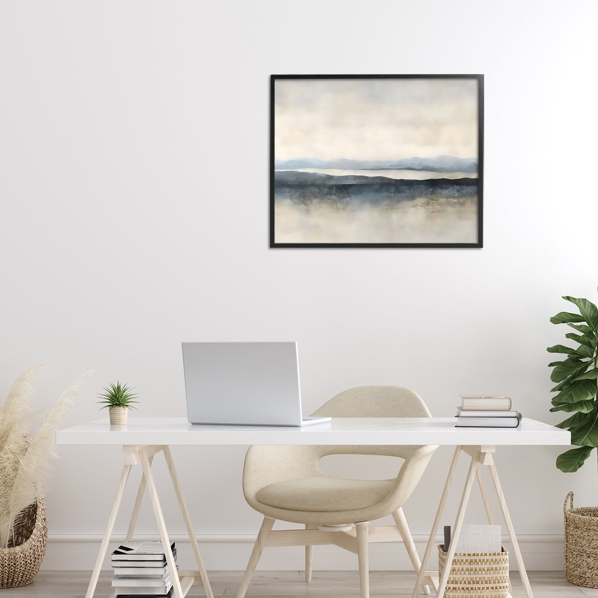 Stupell Industries Misty Muted Horizon Black Framed Giclee Art, design by Riley B