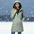 thumbnail image 3 of gbyLJF Womens Fleece Lined Down Jackets Casual Solid Color Hooded Puffer Coats Long Sleeve Full Zip Warm Winter Coat with Zipper Pockets, 3 of 8