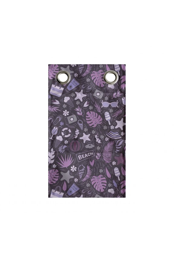 Exotic Hanging Pocket Organizer, Summer Vacation in Summer Monstera Palm Leaves Beach Ice Cream Sunglasses, Printed Polyester Storage Bag with Pockets, 9" x 27", Pink Eggplant Mauve