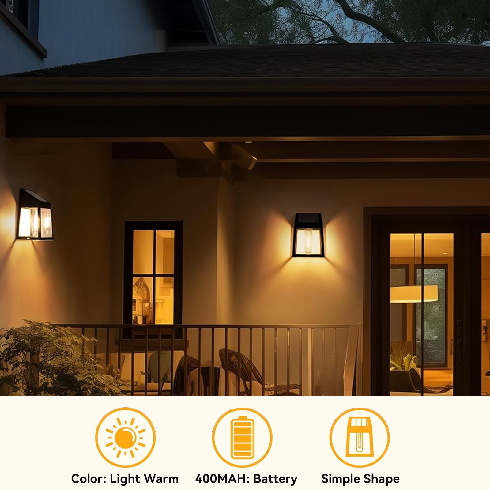 Solar Lights Outdoor, 4 Pack Waterproof Solar Powered Wall Lights Lanterns for Patio Deck Fence Garden Decor