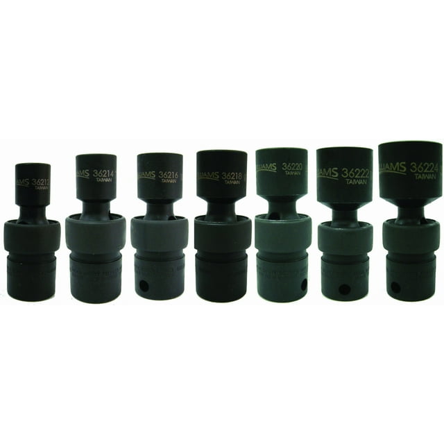 Williams 36912 Juego de vasos de impacto universales de 6 puntos con accionamiento de 3/8 pulgadas, 7 piezas