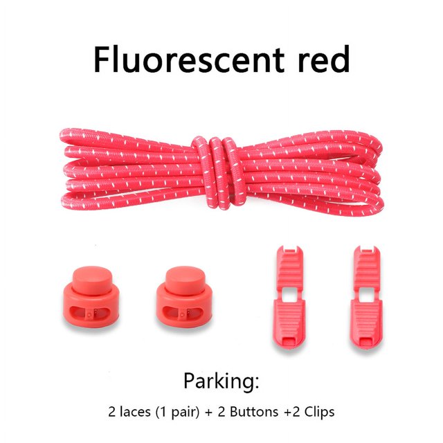 Lacets Ronds de Sport Sans Attaches, Dégagement Rapide, Verrouillage à Ressort Réglable, Lacets Élastiques, Accessoires de Chaussures pour Enfants et Adultes, Rouge Fluorescent