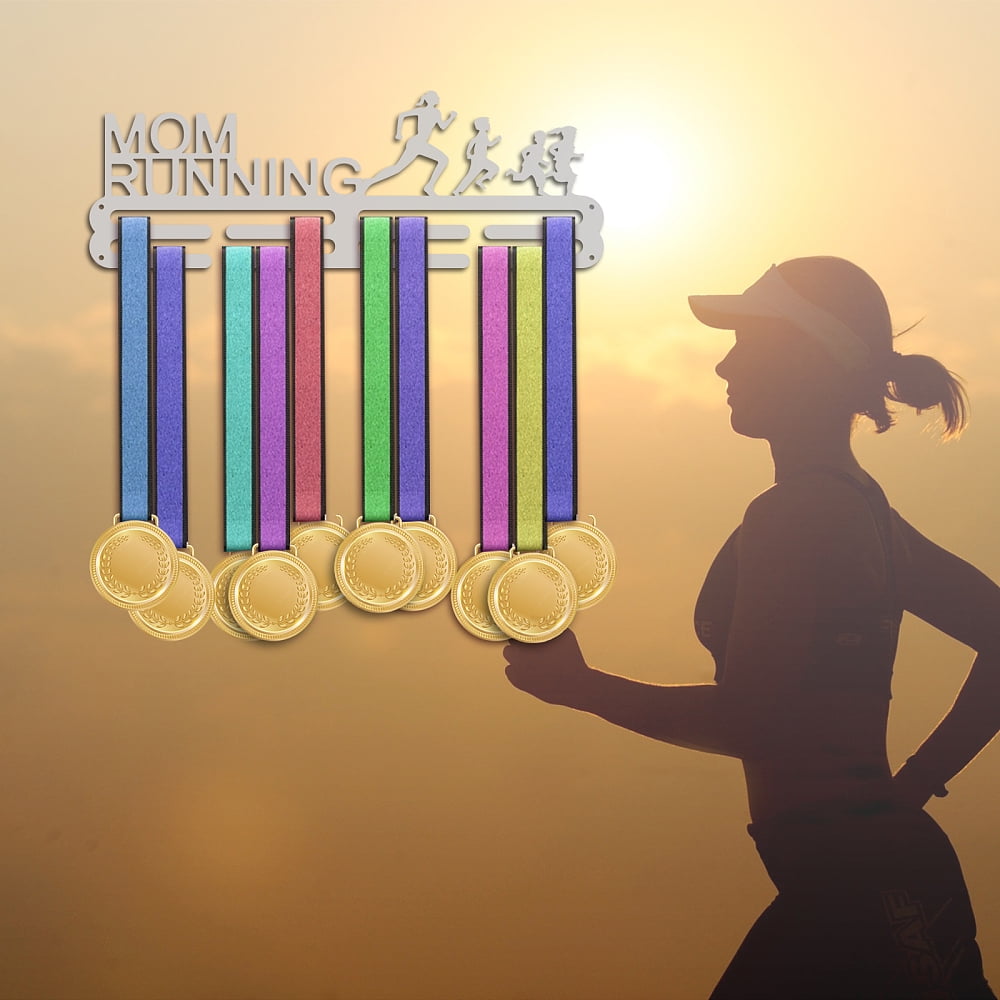 Running Medals Hanger Display Holder Rack Mom Wall Mount Hanger Decor Trophy Shelf Tiered Award Rack Award Ribbon Hanger DIY