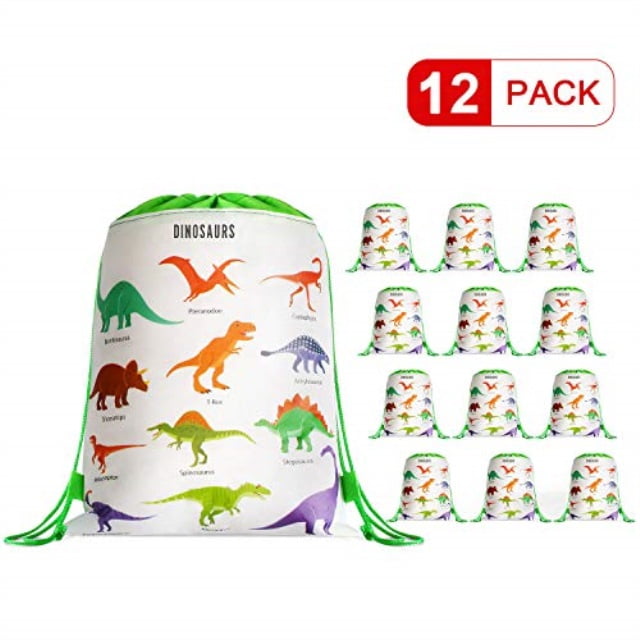 keaparty dinosaur party favor bags, dinosaur drawstring bags, dinosaur