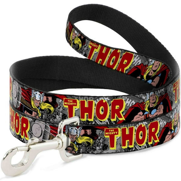Marvel Comics Pet Leash, Dog Leash, The Mighty Thor Action Poses, 4 Feet Long 0.5 Inch Wide