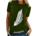 thumbnail image 2 of Dihao Graphic Tees for Women Spring Summer Women's Favorite Tees Feather Printing Women's Round Neck Short Sleeve Daily Fashion T Shirt Loose Easy Match Tops Blouse Gift for Women, 2 of 6