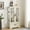 Antique White, variant on Noble House Louisa Lighted Curio Cabinet, Glass Display Case with Drawer, Mirrored Back & Adjustable Shelves, Dark Oak