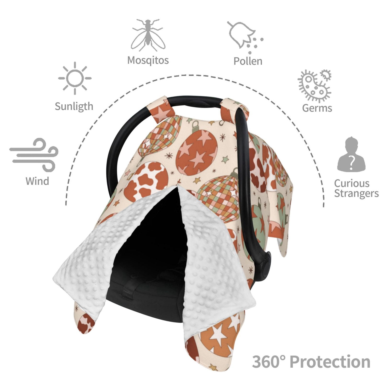 Car Seat Cover Baby - Rustic Christmas Ornaments Breathable Infant Car Seat Cover for Baby Carseat, Lightweight Comfort Baby Essentials Must Haves Newborn Stuff for Girl Boy
