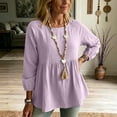 thumbnail image 6 of thefmos Women Plus Size Fall Round Neck Long Sleeve Tunic Tops Solid Boho Casual Pullover Blouses Loose Flowy Shirts for Curvy Women Vacation Outfits, Purple L, 6 of 8