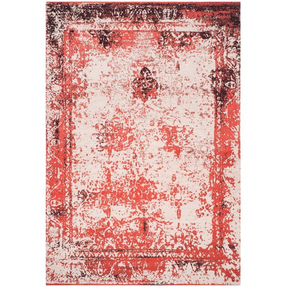 SAFAVIEH Classic Vintage Peter Overdyed Border Cotton Area Rug, Red, 6'7" x 9'2"
