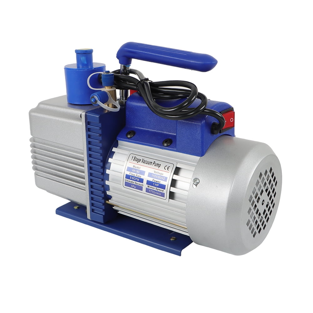 Handdo 110V Single-Stage Rotary Vane HVAC 9.6 CFM 1 HP Air Vacuum Pump with Oil Bottle