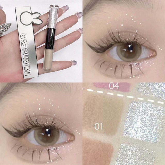Heliisoer Liquid Glitter Matte Eyeshadow Set, Shiny Liquid Eyeliner And Matte Velvet Cream Eyeshadow 2 In 1, Long Lasting Shimmer Matte Eyeshadow 5ml