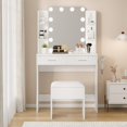thumbnail image 2 of Kojooin Bedroom Vanity Desk with Lighted Mirror, Dressing Table with Stool, Power Outlet & 2 Drawers 6 Shelves, Modern Storage Design, 2 of 8
