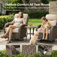 thumbnail image 4 of Bellefurn Outdoor Swivel Rocker Patio Chairs with 6 inch Thick Cushions,Outdoor Swivel Chairs with Table,Patio Swivel Glider Chairs Wicker Outdoor Patio Furniture Set for Porch Balcony Deck, 4 of 12