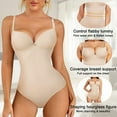 thumbnail image 6 of Irisnaya Shapewear Bodysuit for Women Slim Body Shaper Waist Trainer Sexy V Neck Underwire Bra Jumpsuit Tummy Control Smooth Bodywear(Beige X-Large), 6 of 8