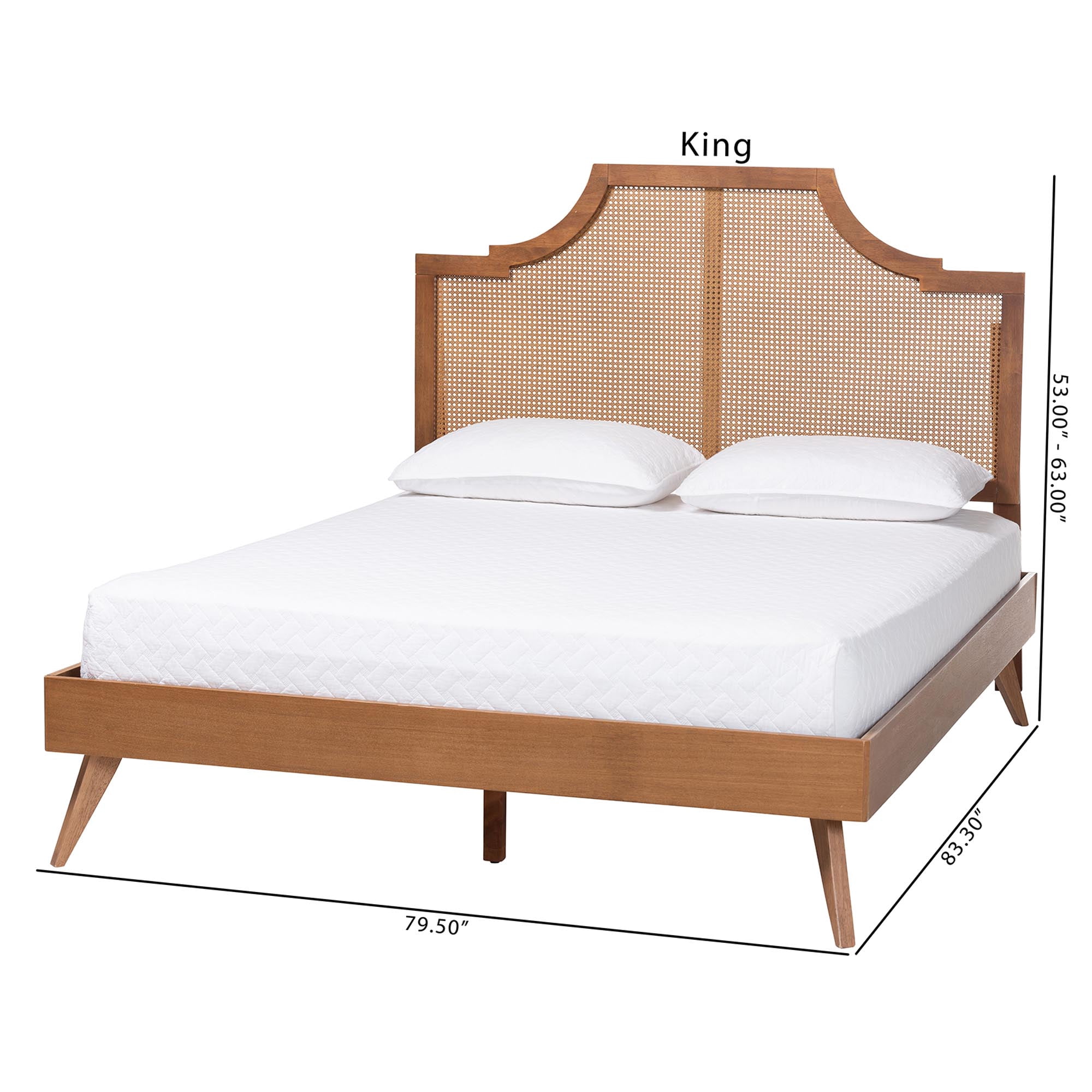 Baxton Studio Rodolfo Mid-Century Platform Bed, King, Ash Walnut